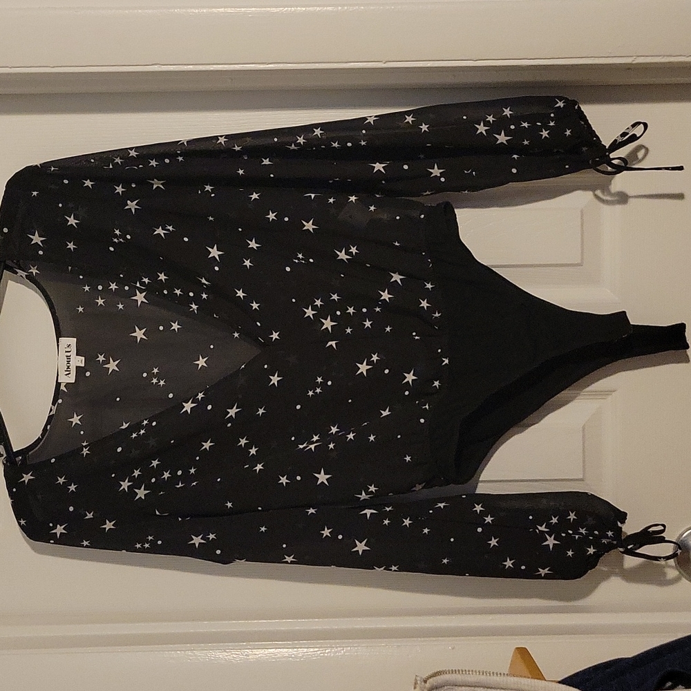 About Us Star Print Bodysuit Size Small